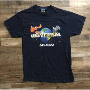 Rocky and Bullwinkle Universal Orlando Adult Size Medium Blue T Shirt